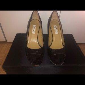 Isaac Peep Toe Italian Embossed Leather Shoes